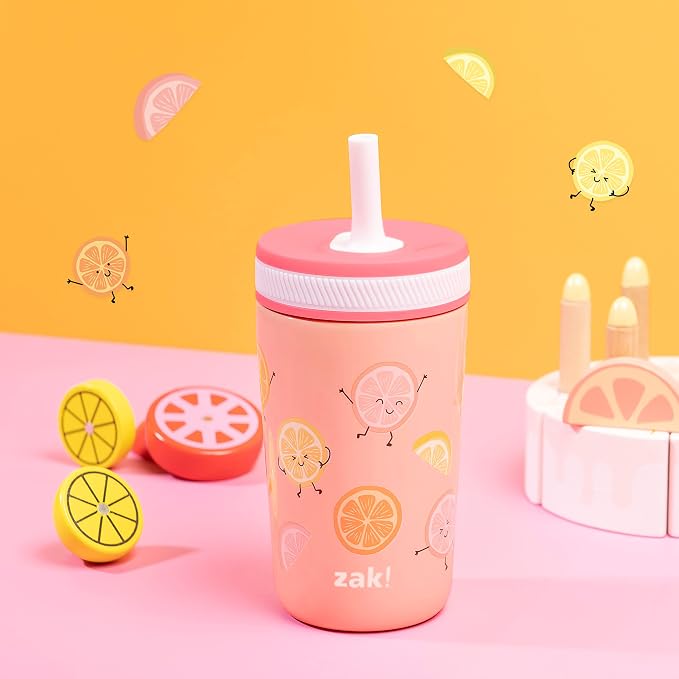 Zak Designs Happy Fruit Kelso 12oz Stainless Steel Leak-Proof Toddler Cup - Image 3