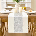 Metallic Style Silver Table Runner, Table Runners 60 Inches Long | Cotton Linen by Aiimart
