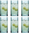 Physkoa Sage Green Ribbed Drinking Glasses Set of 6 – Vintage Embossed Highball by Physkoa