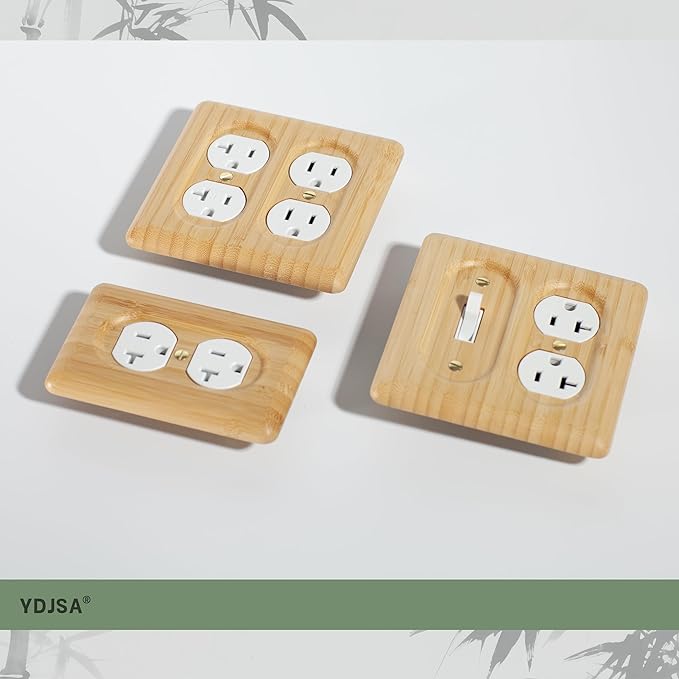 Combination Switch & Outlet Cover Solid Bamboo for Toggle and Duplex Decorative Wall Plate