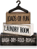 Moucuny 4 Pcs Farmhouse Laundry Room Decor and Accessories Stacked Blocks Loads by Moucuny