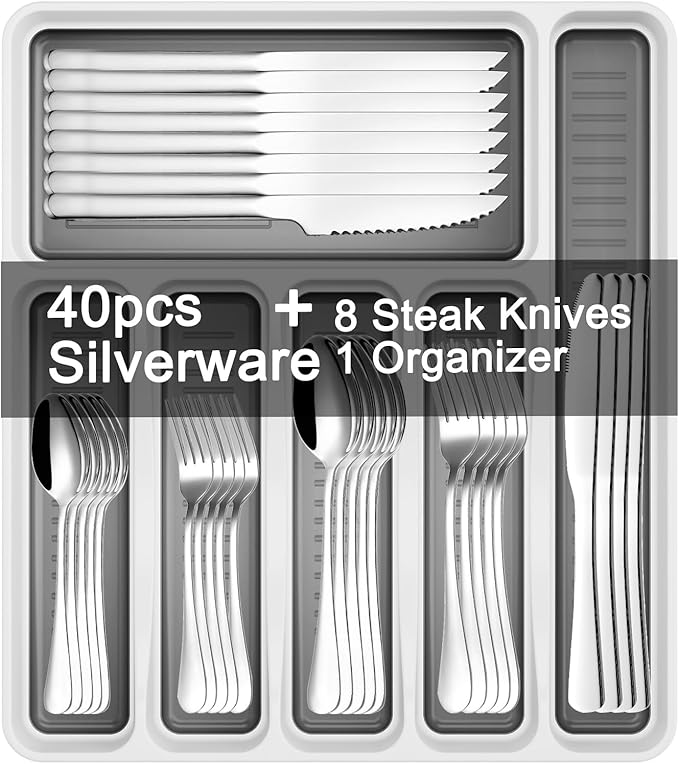 49-Piece Stainless Steel Silverware Set by JUNLIN