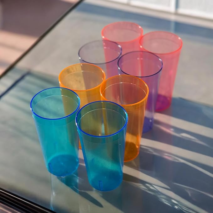 Oojami Set of 8 Plastic Tumblers, 20-Ounce Reusable Cups, BPA-Free & - Image 8