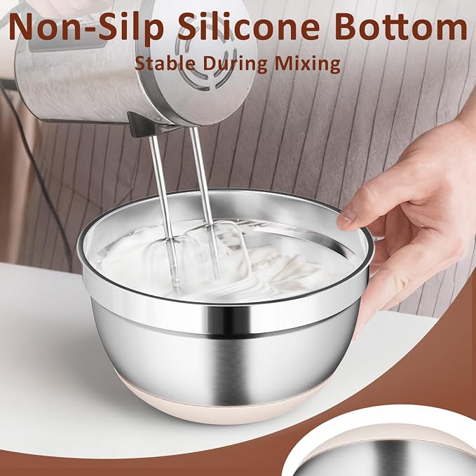 9 Pack Mixing Bowls with Airtight Lids Set, Stainless Steel Mixing Bowls with - Image 3