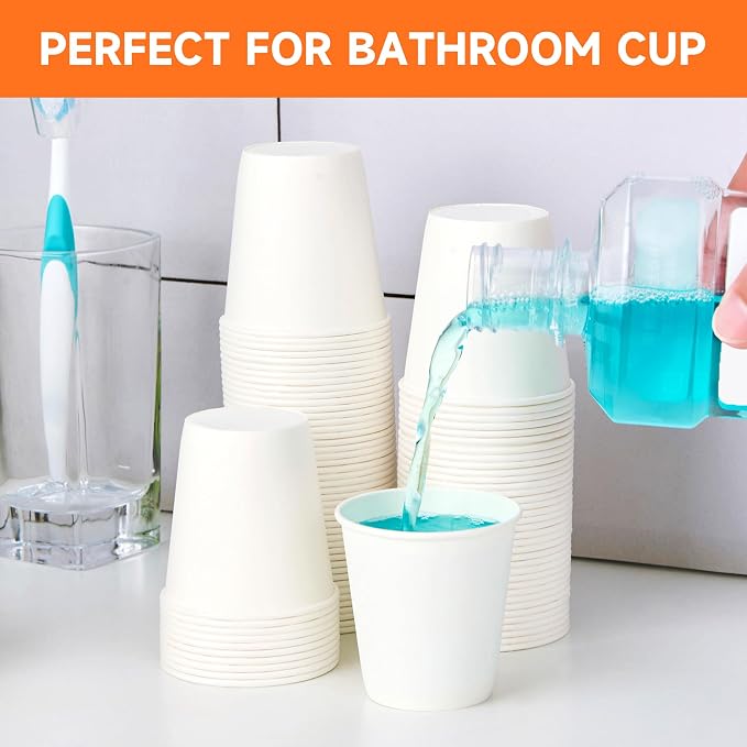 METAPRINT 3000 Count 3 oz Small Paper Cups, Bathroom Paper Cups, Mouthwash Cups - Image 2
