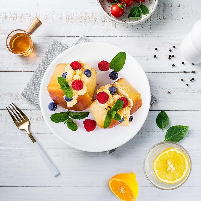 8 Pieces Ceramic Appetizer Plates, 6 Inch White Dessert Plates, Porcelain Small Dinner Plate, Lightweight Round Plate for Bread, Butter, Snack, Microwave & Dishwasher Safe