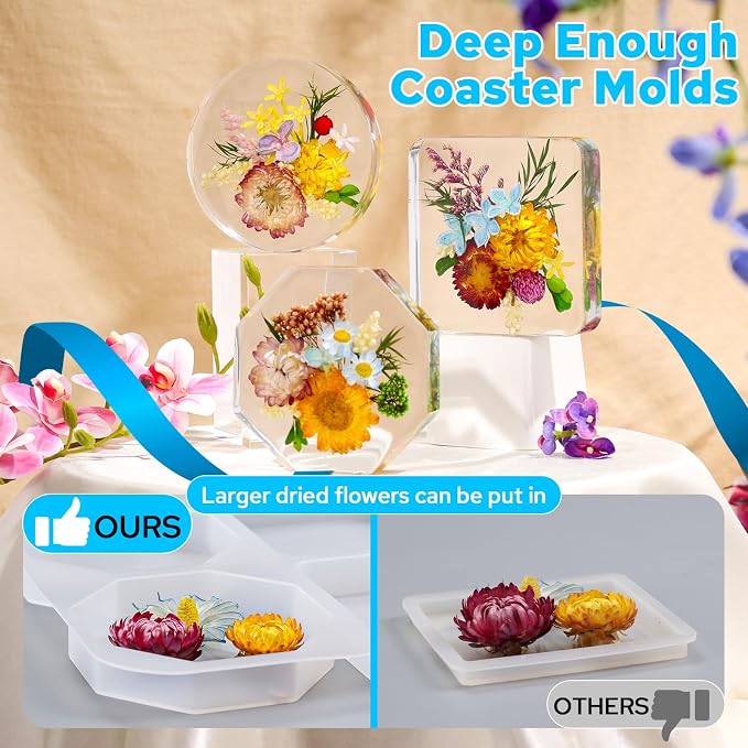 LET'S RESIN Extra Deep Coaster Resin Molds, 4Inches 6 Cavity Silicone Molds | - Image 2