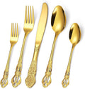 20 Pieces Gold Gorgeous Retro Silverware Set by MetalServingUtensils