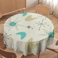Mid Century Round Tablecloth, Modern Atomic Abstract Geometric Pattern Tablecloth for Home Party Dining Room Kitchen Decorm 50Inch(127cm)