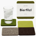Graf Lantz - Bierfilzl Merino Wool Square Coasters Set of 4 - Forest (4"x4"x5mm) - Absorbs 30% of Weight - Natural German Wool - Heat Resistant, Sustainable, Reusable - Home Decor, Coffee Table Decor