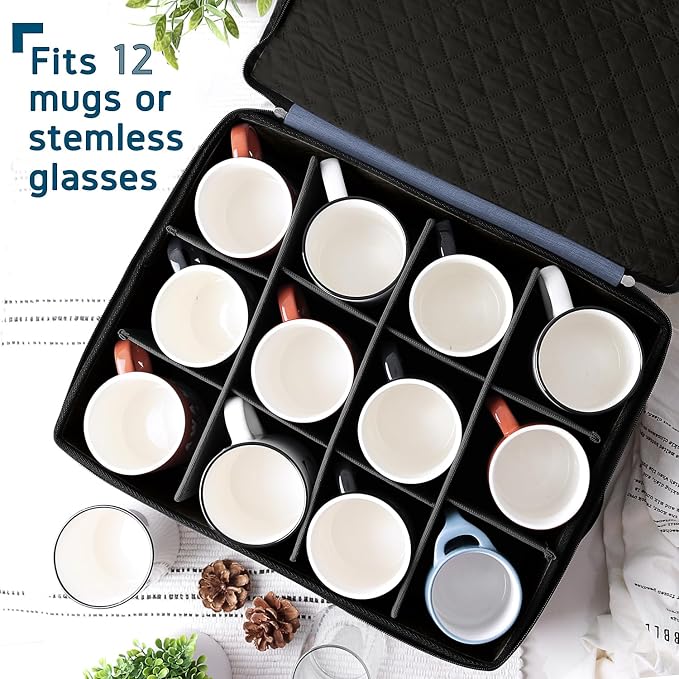 Hearth & Harbor Coffee Mug Storage, Quilted and Stackable Coffee Cup Storage - Image 2