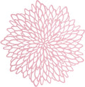 Snowkingdom Pink Placemats Set of 8, Round Vinyl Pink Flower Place Mats 15 Inch Fancy Dinning Floral Table Mats for Wedding Birthday Baby Shower Easter Halloween Christmas Holiday Party Decoration
