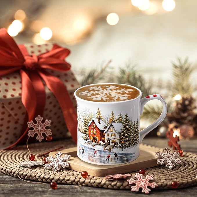 Christmas Snowy Village Coffee Mug, 12oz Ceramic Winter Mug - Image 2