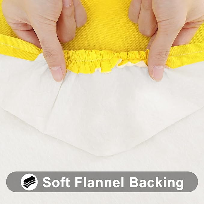 Smiry Rectangle Tablecloth, Elastic Fitted Flannel Backed Vinyl Tablecloths for 4ft Folding Tables, Waterproof Wipeable Table Covers for Indoor, Outdoor, Picnic and Camping (Yellow, 30"x48")