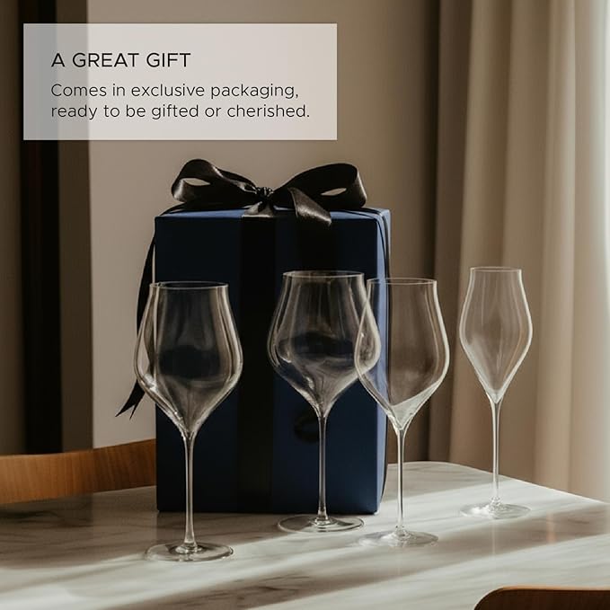 Holmegaard Notes White Wine Glass, Clear, 10.6" H x 3.9" D, 21.3 oz, Set of 2, Designed by Tom Nybroe, Gift Box Included