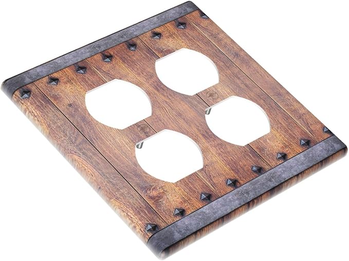 Light Switch Cover Rustic Farmhouse Barn Door Vintage Wood 2 Gang Decorative SwitchPlates Double Duplex Wall Plates Switch Plates and Outlet Covers for Bathroom Cabin Decor