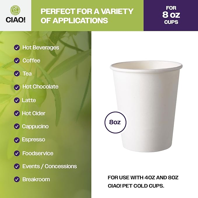 CIAO! 8oz Coffee Cup Sipper Black Dome Lid, (80mm) 1,000 Count