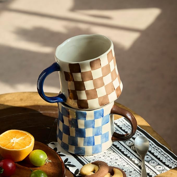Retro Checkered Ceramic Coffee Mug 16Oz - Image 6