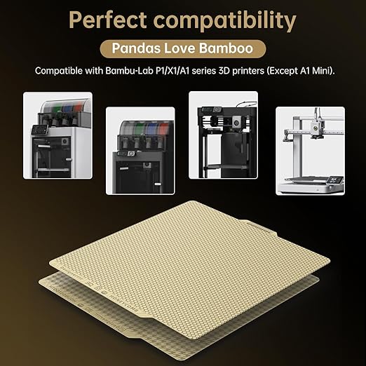 BIQU Designer Series Panda Build Plate for Bambu-Lab P1P/P1S/P2S/X1C/X1E/A1 [Honeycomb + Houndstooth] 257x257mm 3D Printers Spring Steel Removable Surface Platform