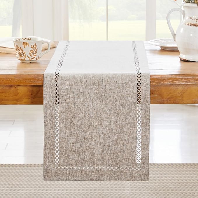 Rustic Burlap Table Runner, Coffee Table Runners 60 inches Long | Double Layer - Image 7