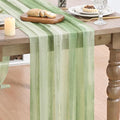 Artoid Mode Boho Green Stripes Spring Chiffon Table Runner 120 Inches 10FT by ArtoidMode