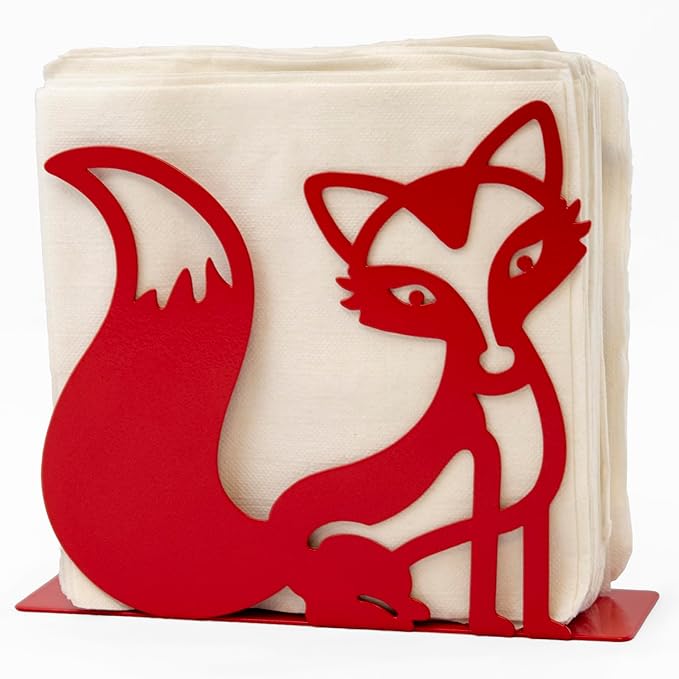 Mango Steam Tabletop Napkin/Tissue & Letter Holder for Home, Kitchen, Restaurants (Fox, Red)