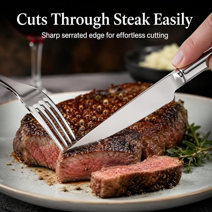 SANTUO 20-Piece Stainless Steel Dinner Knife and Fork Set - Image 4