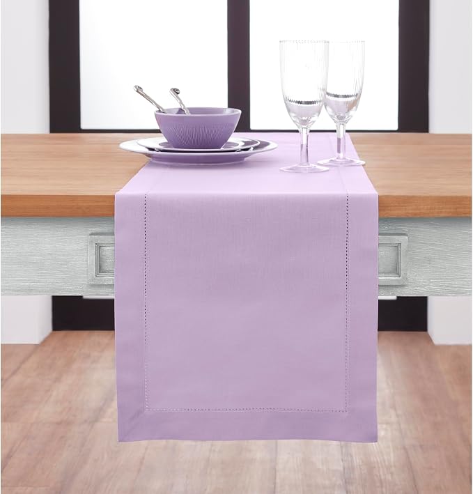 Solino Home Cotton Linen Dining Table Runner Lavender Woven, 14 x 108 in | by SolinoHome