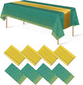 8Pack Disposable Plastic Party Tablecloths and Satin Table Runner Set Green and by MASHAN
