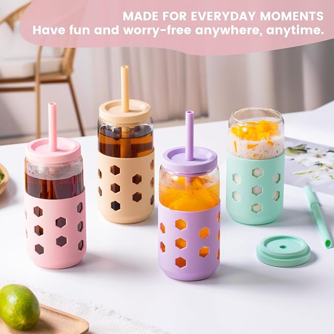 Mrsdry 16 oz Glass Cups with Lids and Straws - Image 9
