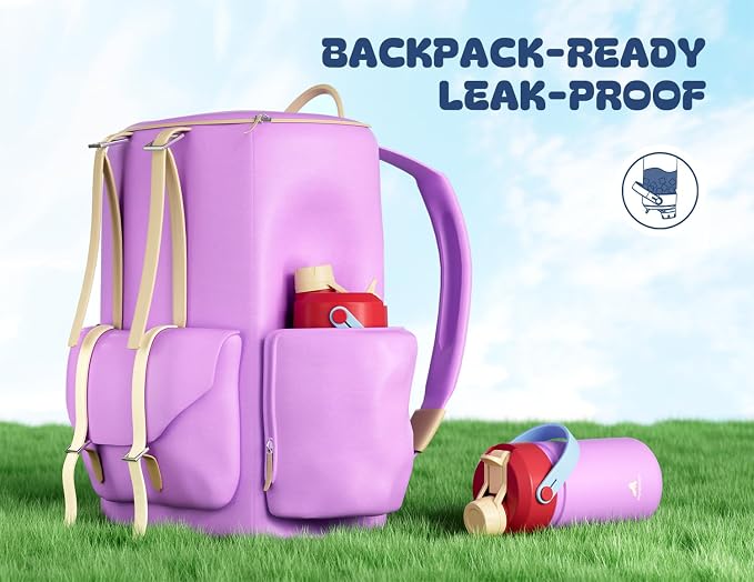12 oz Kids Water Bottle for School: 2-in-1 Straw Spout Lid, Keep 24H Cold - Image 6