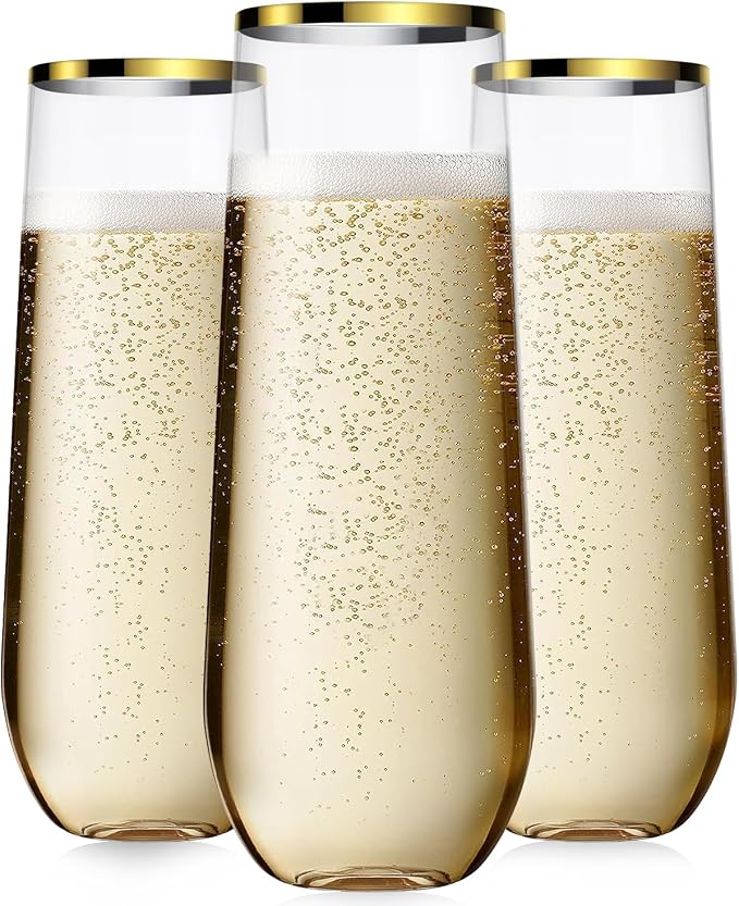 Maaacute 24 Pack Plastic Champagne Flutes, 9 Oz Disposable Mimosa Glasses | by Maaacute