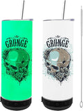 20oz 1pack sublimation Music Speaker Tumbler Blank Bulk Black with Glow Green,Straight music mug with straw, lid, straw brush,Reusable Travel Coffee Mug For Men and Women