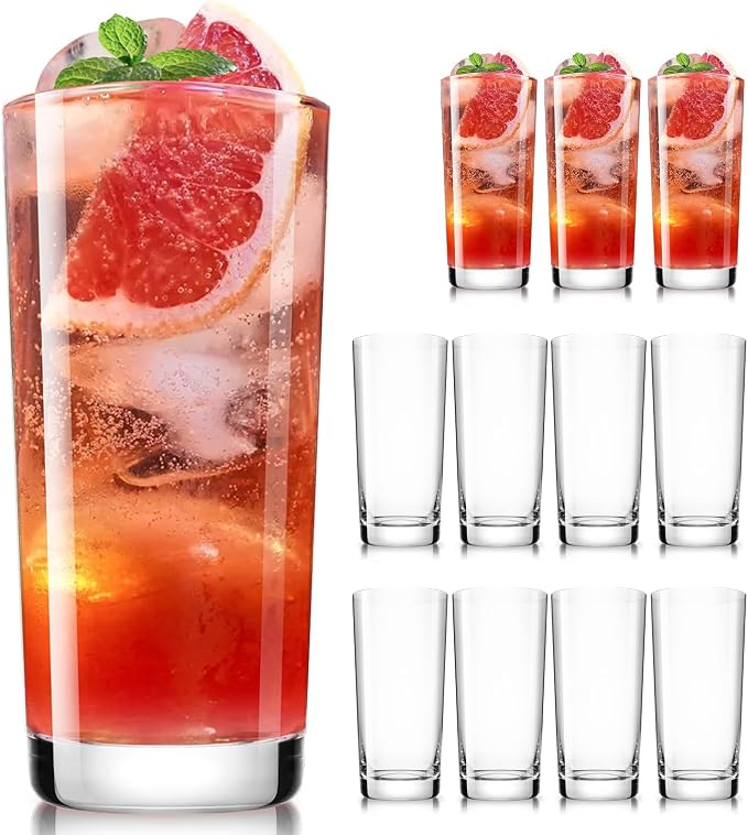 Drinking Water Glass Cups Set, Crystal Highball Glasses cups set of 12 by LUNAMANTHA