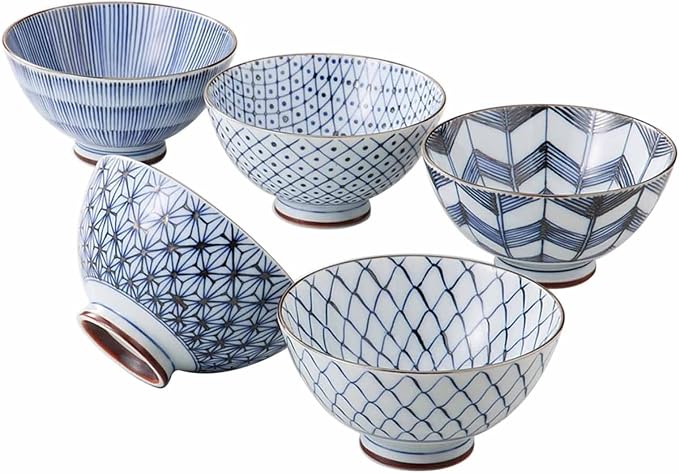 Saikai Pottery 19541 Arita Ware Kiyohide Kiln Rice Bowl, 5 Patterns, Old Dyed by Unknown