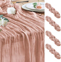 Cheesecloth Table Runner Dusty Pink 10FT Boho Gauze, 4 Pack | 120 Inch Cheese by Wokceer