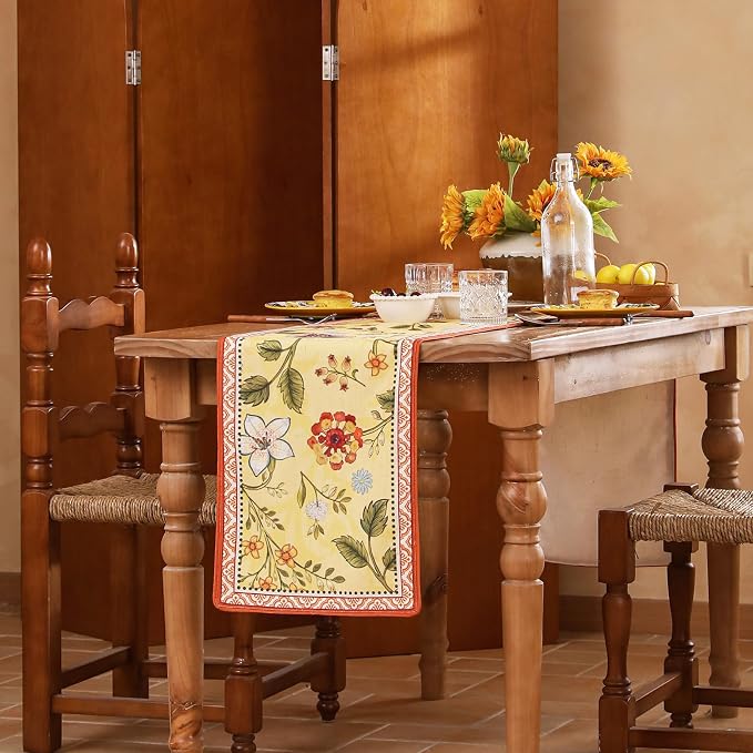 bilin gaier Designer French Linen Table Runner, Floral Pattern, Dining Table - Image 8