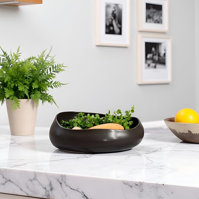 Modern Art Decorated Bowl – Ceramic Fruit Bowl for Kitchen Counter, Contemporary Party Bowl & Key Bowl for Home Storage and Table Décor