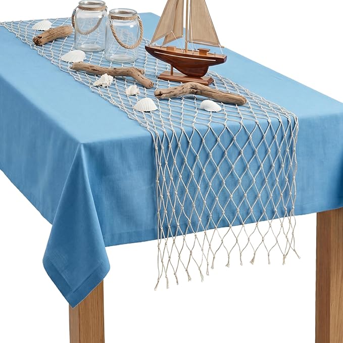 SATINIOR 1 Pcs 12 x 72'' Fishing Net Table Runner Party Decoration, Natural | by SATINIOR