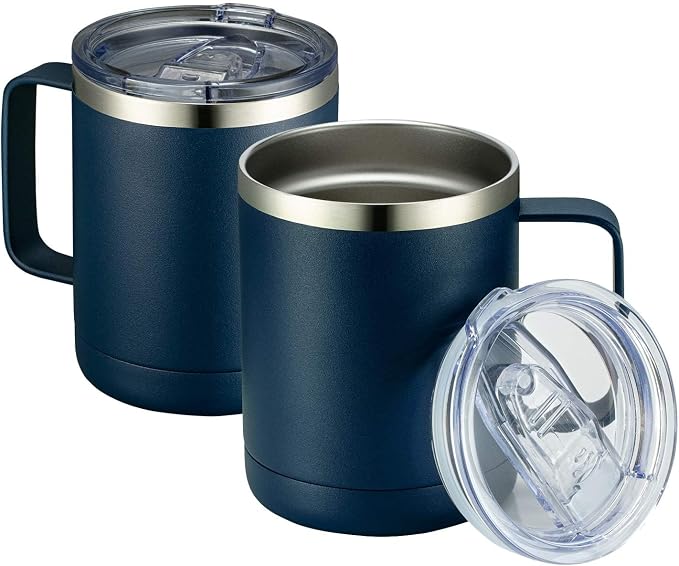 MEWAY 12oz Coffee Mug With Handle 2 Pack Bulk, Stainless Steel Insulated Travel by MEWAY