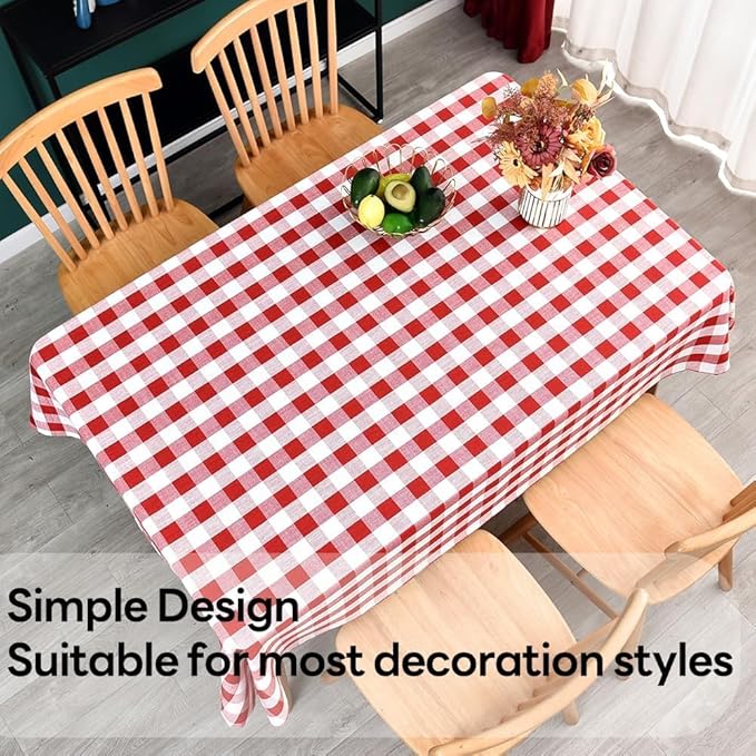 Gingham Table Cloth for Square Tables red Checkered Plaid Tablecloth Heavy Duty Cotton Blend Washable & Wrinkle Table Cover for Outdoor Kitchen Dining Picnic Camping (60x60 Inch)