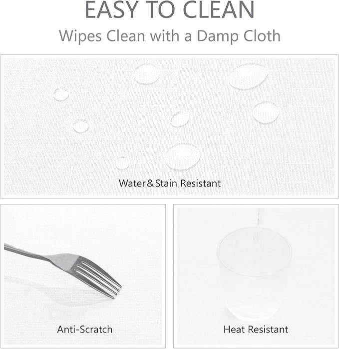 Rectangle 10 Feet Tablecloth 60x144 inch Linen Textured Table Cloth Stain and Wrinkle Resistant Washable Polyester, Decorative Table Cover Waterproof for Dining, Buffet and Camping, White