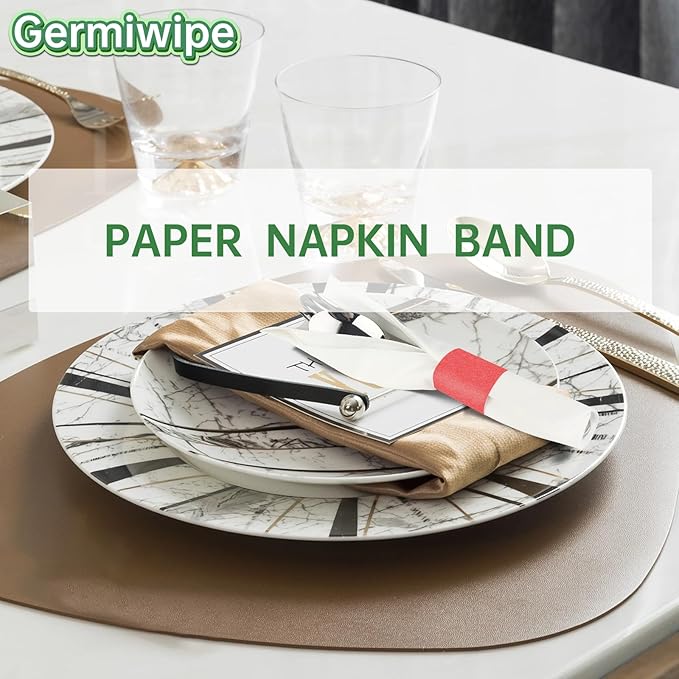 Germiwipe Napkin Band Pack of 2,500,Napkin Rings Self Adhesive,Silverware Wraps Bands, Perfect for Christmas Birthday Parties, Weddings, Family Reunion & Events(Red,2500pcs)