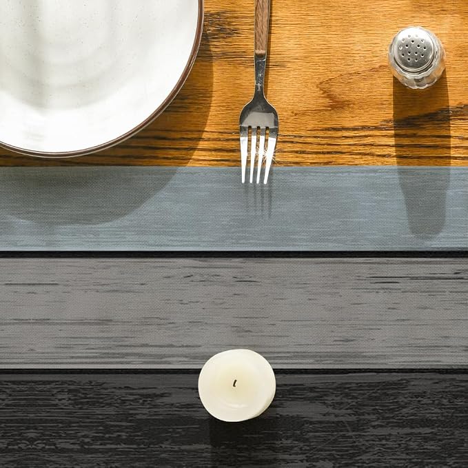 Artoid Mode Blue Grey Retro Rustic Wood Texture Table Runner, Seasonal Summer - Image 7