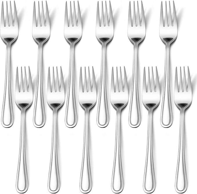 Salad Forks Set of 12, E-far 6.7 Inch Stainless Steel Dessert Forks - Image 2