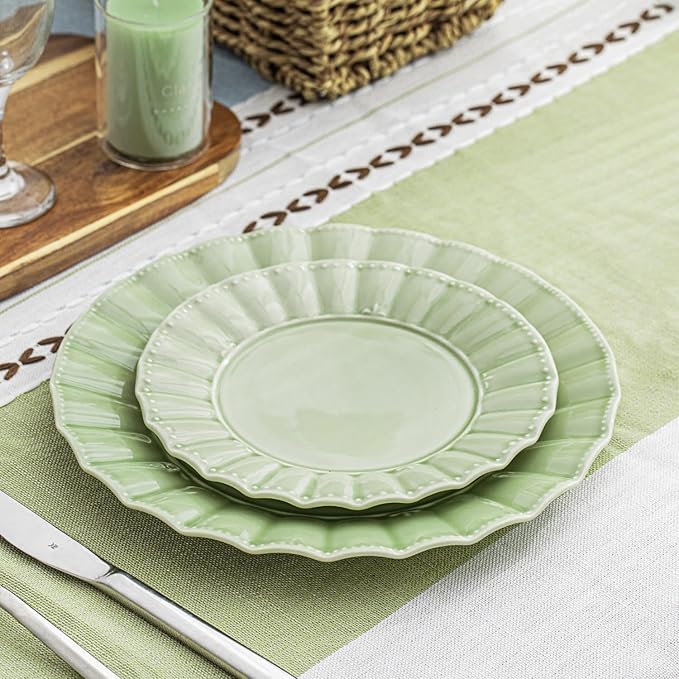 HOMBENE Green Porcelain Fruit Bowls, 4.7 Inch Serving Bowls,Ice Cream Bowl, Kitchen Bowl Set, Microwave and Dishwasher Safe, Set of 6