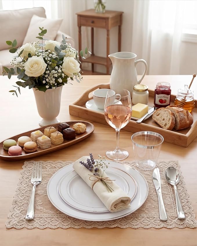 bUCLA 600pcs Silver Plastic Dinnerware Set - Image 8