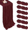 6 Pack Burgundy Cheesecloth Table Runner 35 x 120 Inch | Boho Gauze Cheese by Pepmily