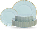 Lullaby 60PCS Sage Green Scalloped Plastic Plates by LULLABY