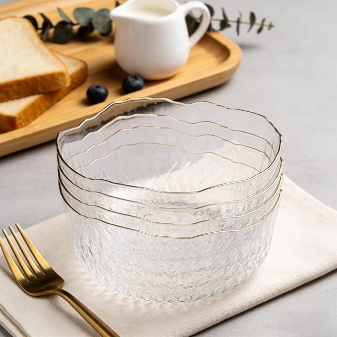 4 Pack 70 Ounce 8 Inch Round Clear Plastic Serving Bowls - Disposable Crystal Salad Mixing Bowls for Party, Salad, Fruit, Snack, Chip, Popcorn Catering